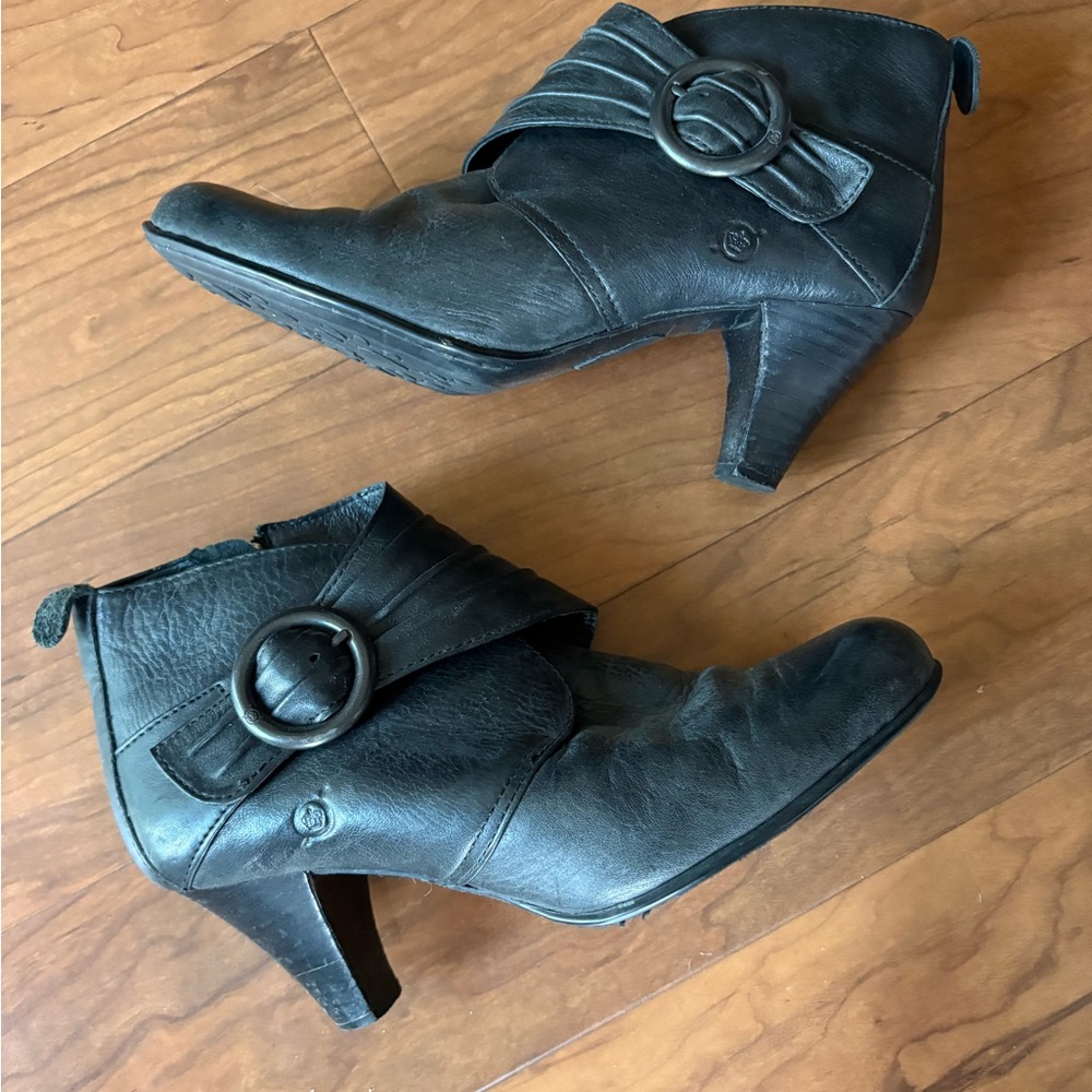 Born Black Leather Ankle Booties
